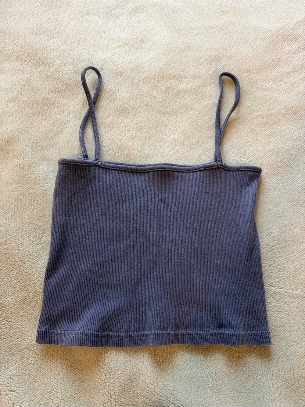 Brandy Melville Women’s Ribbed Spaghetti Strap Tank Top - Charcoal Gray/Purple